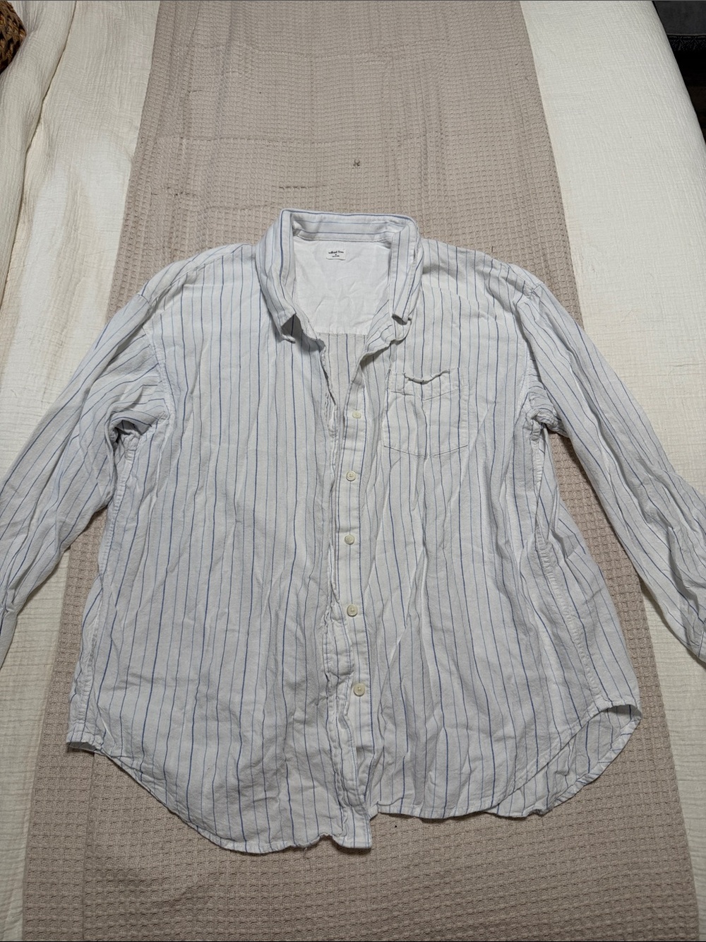 Wilfred Light Blue Pinstripe Button-Up Shirt